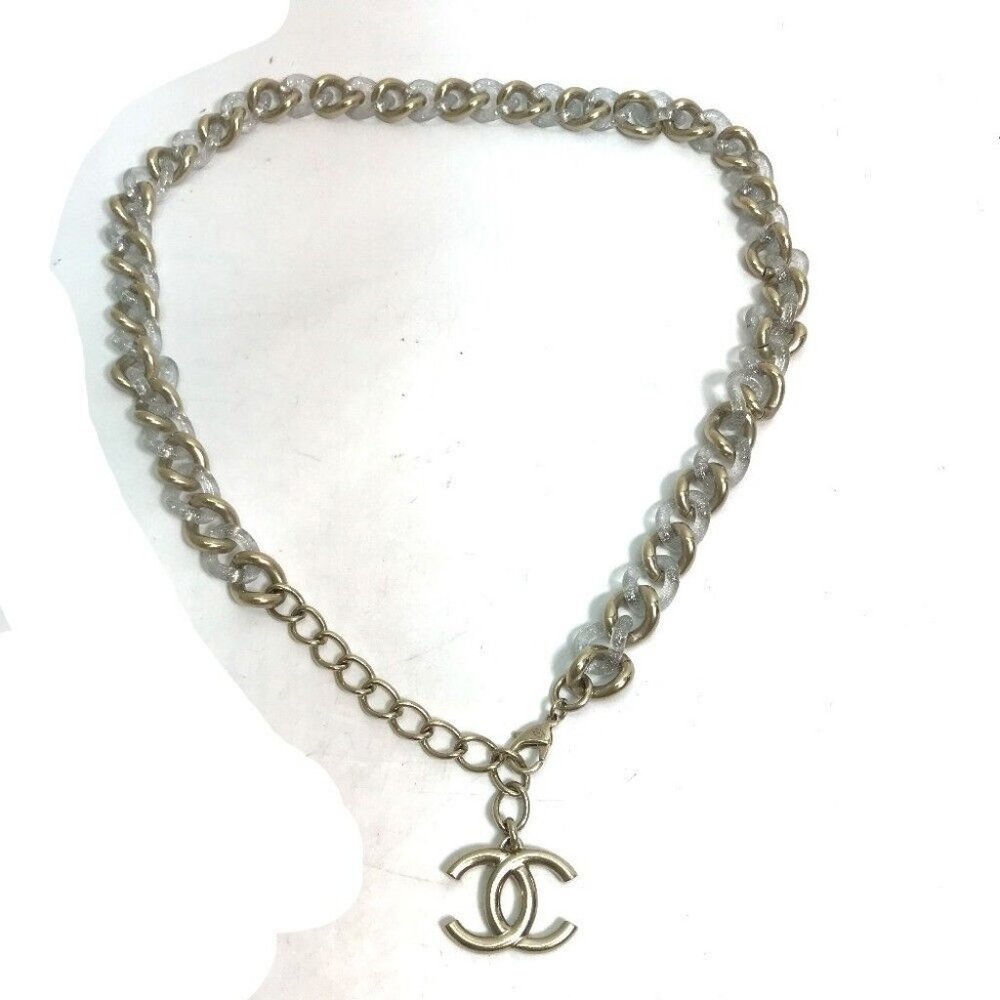 CHANEL CC CC Mark Chain Glitter belt Metal Gold